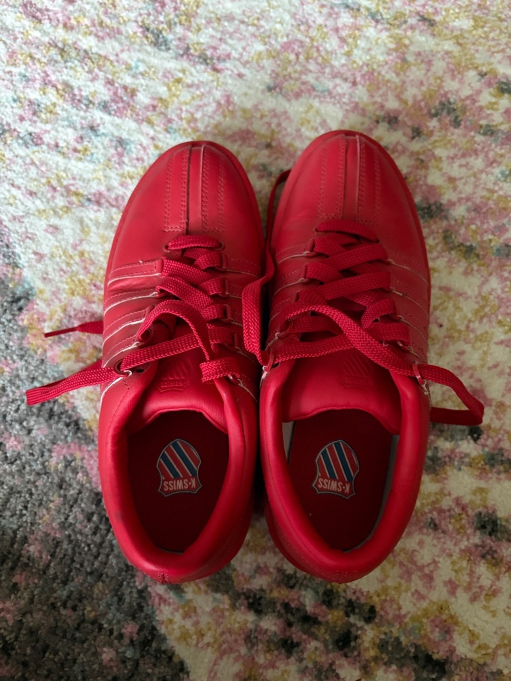 K-Swiss Red Low-Top Lace-Up Sneakers